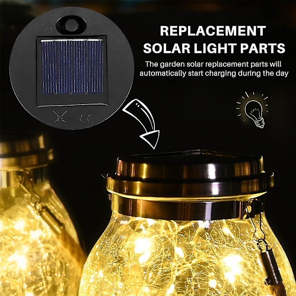5-pack reservdelar för solcellslampor (övre storlek 7 cm, nedre storlek 6 cm), 7 varmvita LED-lampor, vattentäta [LGL] As Shown