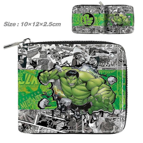 Grön Hulk Anime Plånbok Bifold Kort Plånbok med Myntficka (LGL)