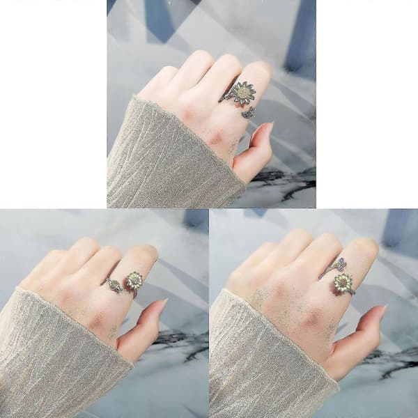 Ångestdämpande Fidget Ring Blomma Stress Relief Ring Spinner Meditationsring (LGL) A