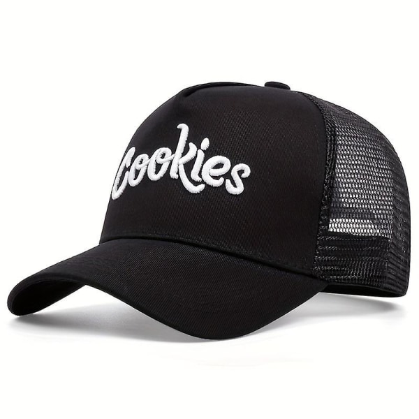 Cookies Baseball Cap Udendørs Peaked Cap Sommer Solskærm Åndbar Mesh Cap Trucker Hat - NEHXV [LGL] Cookies black Adjustable 55-61cm