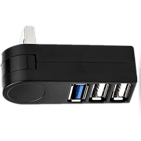 USB til 3 USB-porte 270° Roterbar Ultra Slim USB-splitter til MacBook Notebook PC PC Laptop Mobil USB-flashdrev HDD (LGL)