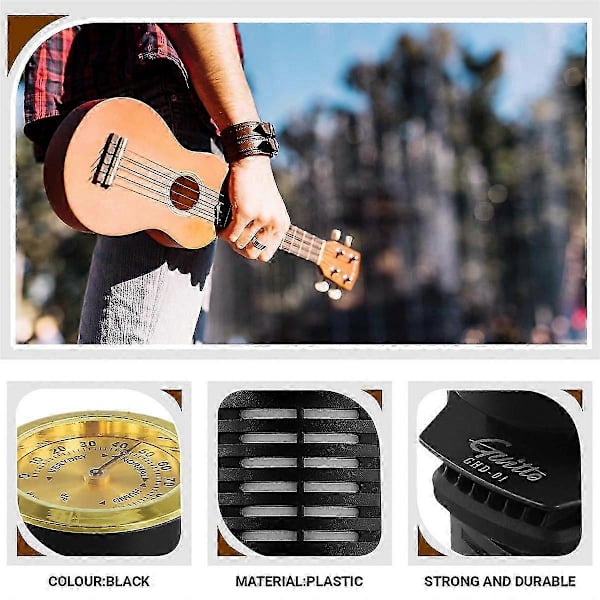 -01 Gitarrfuktare med Hygrometer för Luftfuktighet Vård System för Akustiska Klassiska Gitarrer Gitarrtillbehör (LGL) Black