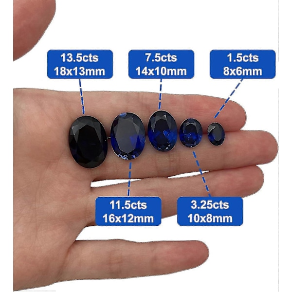 Kongeblå Oval Løs Syntetisk Safir Stein Korund Edelsten Kuttet Fasettert (1.5cts-13.5cts, 1 stk) (LGL)