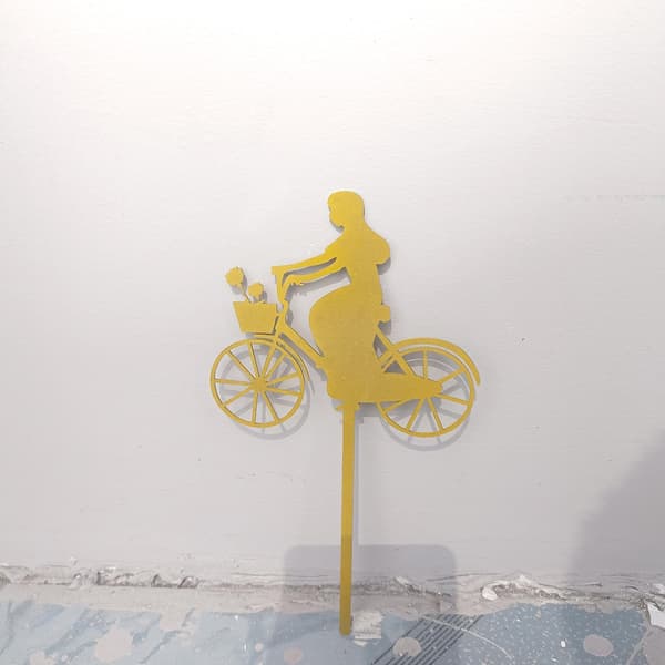 4 stk. Cykel Silhouette Statue Havetilbehør til Dukkehus Altan (LGL)