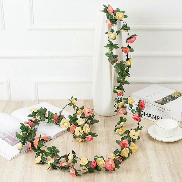 2,5 m Konstgjord Pion Blomstergirlang 45 Blommor Blomranka Bröllop Hem Tak Väggdekor LGL Multicolor Champagne