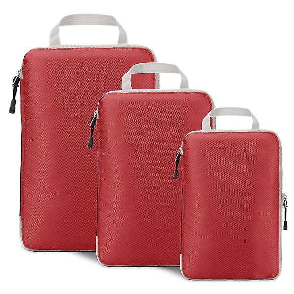 3 Set Ultralight Compression Packing Cubes Packing Organizer Red