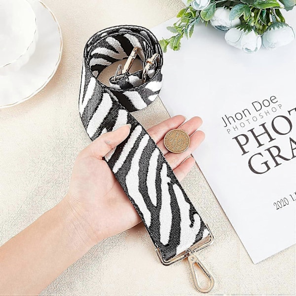 Justerbar Väska Rem i Polyester med Legeringsspännen för Väska Ersättningstillbehör Zebra Mönster (LGL)