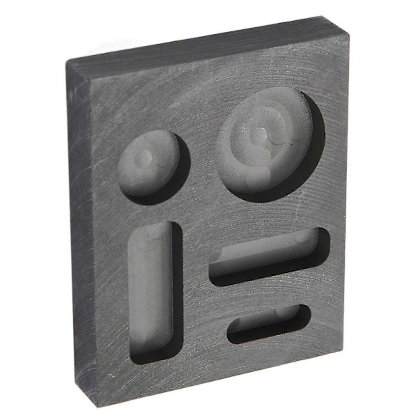 Grafiittiharkkomuotti, 3 suorakulmaista ja 2 pyöreää reikää, korkean lämpötilan kestävä valumuotti metallille, kullalle, hopealle, messingille LGL