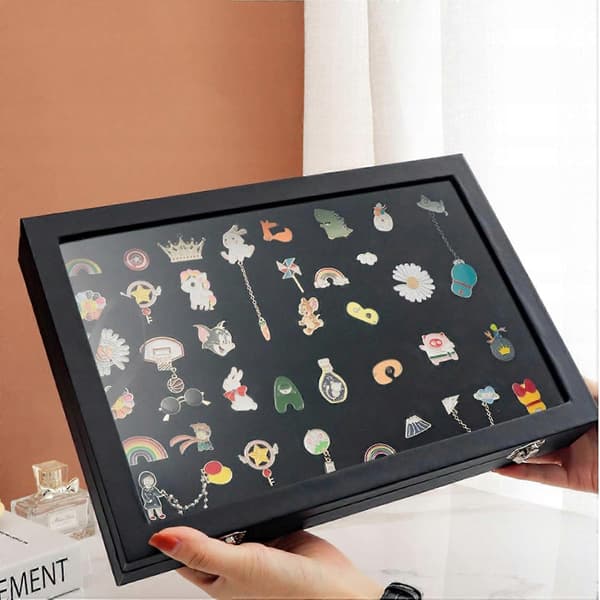 Displaykasser Display Case Til Mønter, Medaljer, Pins, Badges (LGL) black