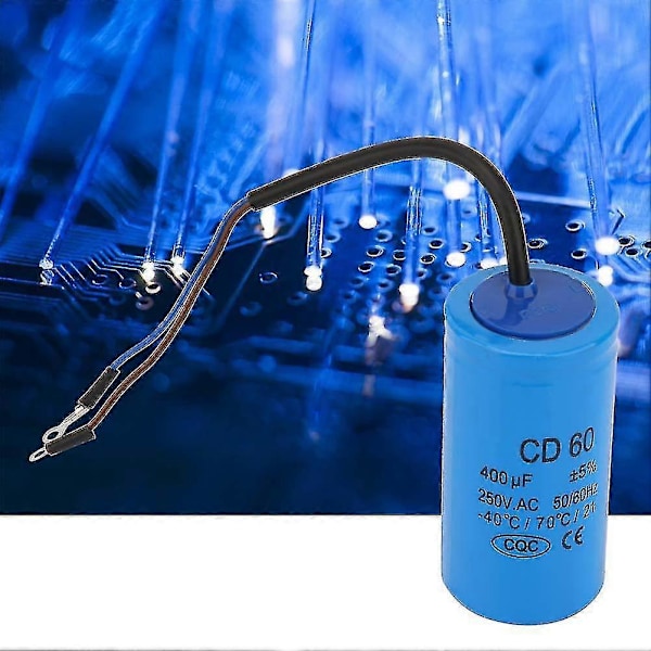 Cd60 Startkondensator med ledning 250V AC 400uf 50/60Hz kompatibel med motorluftkompressor (+b LGL