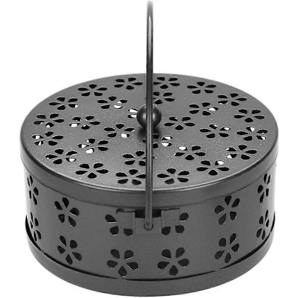Klassisk Myggespoleholder Bærbar Røgelsesholder Røgelseskar Tilbageløb Metal Røgelsesbrænder Kulovn, Sort (LGL)