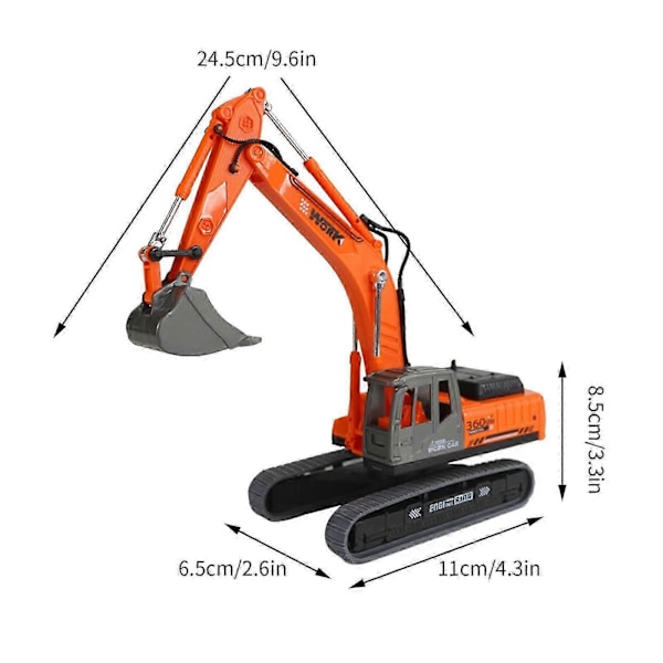 Leksaksbil för barn, grävmaskinsmodell, leksaksbil, ingenjörsbil, leksaksbil, simuleringsprydnad, grävmaskin, ingenjörs-set i pressgjuten metall 241228 LGL Orange