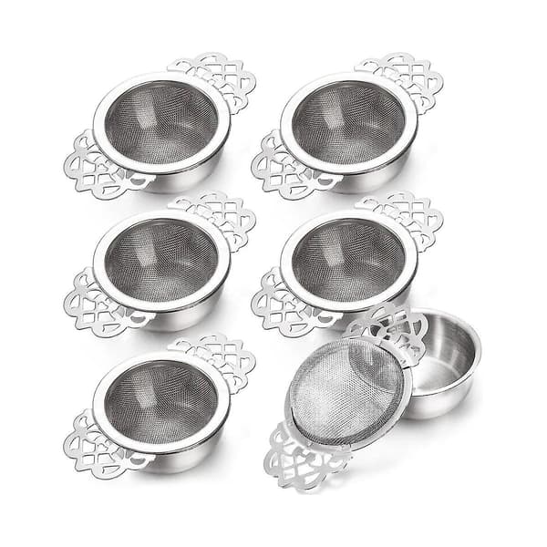 6-pack tesilar med droppskål, 6,35 cm tefilter för löst te, rostfritt stål (LGL) Silver