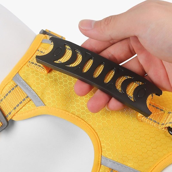 DUOMM HT-524 Åndbar Hundesele Reflekterende Hvalpe Sikkerhedsvest med Kontrolhåndtag ST - Gul LGL Black L