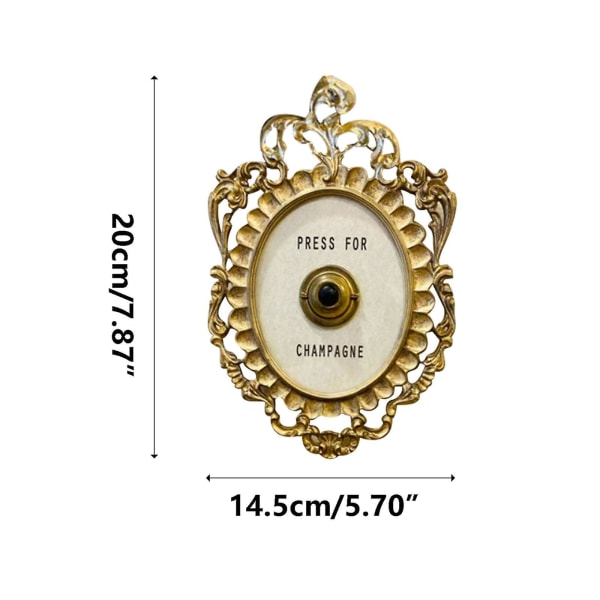 Dekorativ dørklokke, Champagne dekorativ skiltplate ring, 9 tommer høy x 5,5 tommer bred, gull og hvit maling harpiks [LGL]