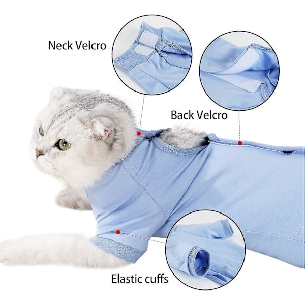 (L) Postoperativ Kattdräkt Anti-slickande Kattkrage Lång Overall Förhindra Förlust av Kläder Anti-slickande Kattväst LGL
