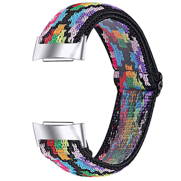 Elastiskt nylonband med justerbart spänne flätat klockarmband för Fitbit Charge 6/5 - 14# [GGL] Multicolor Style G Fitbit Charge 6