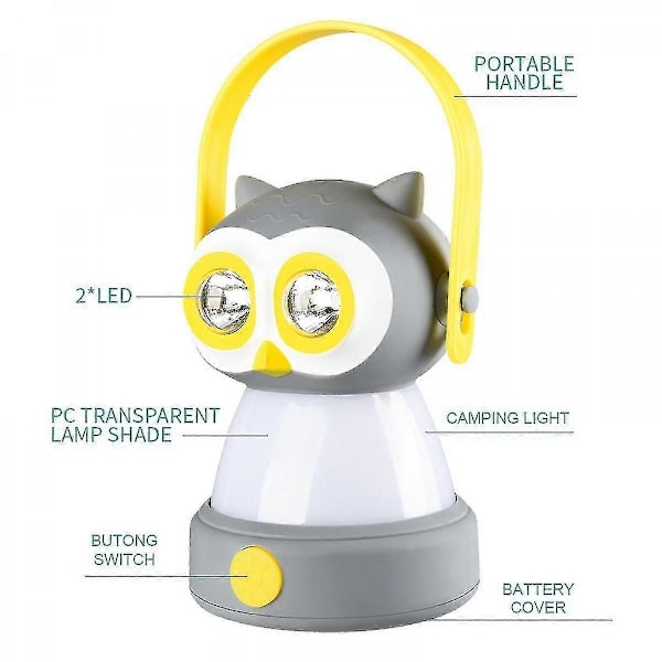 Uggla Campinglykta & Pannlampa För Barn Combo - 360 Graders Eller Riktad Belysning, Batteridriven Lykta För Nödsituationer, Orkaner, Campi LGL