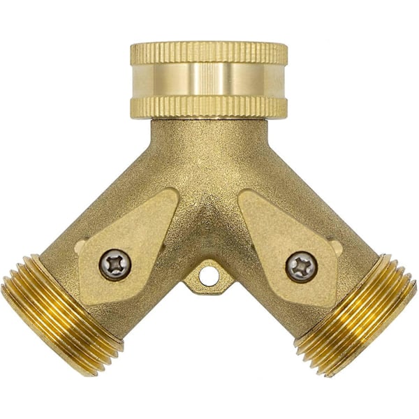 10964 2-veis Y-fordeler, 3/4\" hann, messing, med stengeventiler (LGL)