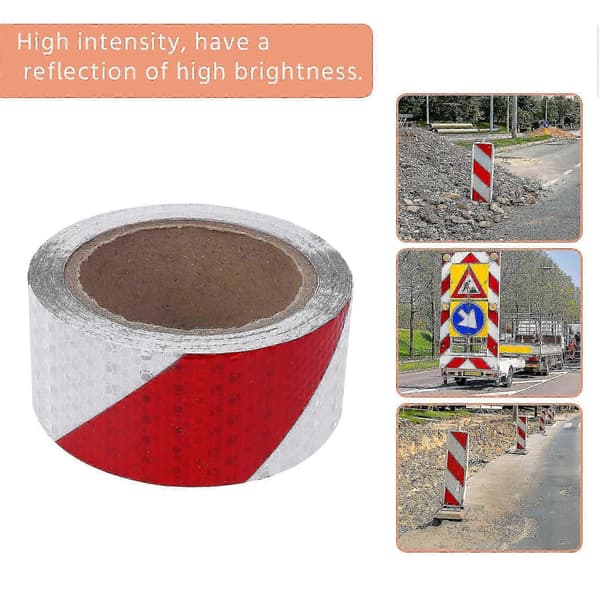 10m X 5cm Säkerhetsvarningstejp Reflextejp Självhäftande Tejp Reflexremsa Trafikreflex (LGL)