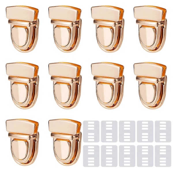 Väskspänne Lås Metall Plånbok Spännen Fästen Handväska Förslutningar Spänne Plånbok för Läder Väska DIY Hantverk Plånböcker Handväskor Tillverkning 10 Stycken (Guld) (LGL)