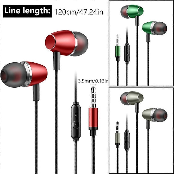 Sladdanslutna In-Ear Hörlurar med Inbyggd Mikrofon 3.5mm Hörlurar för Musik LGL Red
