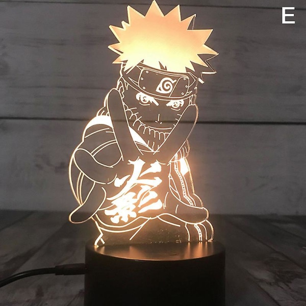 3D nattlampa Naruto Team Uzumaki Naruto Sasuke Sakura Figur LED nattlampa Multi-color E