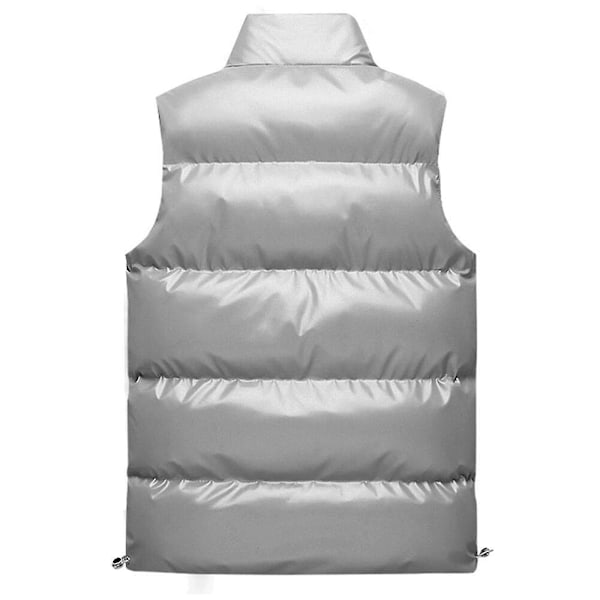 Sliktaa Miesten Vedenpitävä Hihaton Takki Kiiltävä Puffer Liivi LGL Silver 2XL