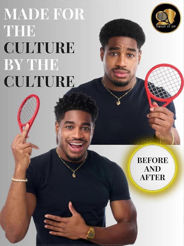 Twist Up Comb Bond Sort Skaber Krøller og Twists til Sorte Mænd Tennis Ketsjer Design (LGL)