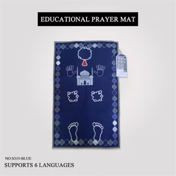 110x70cm Muslim Prayer Rug Child Interactive Intelligent Pray Teaching Mat Worship Carpet Ele