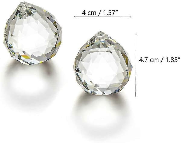 2-pak 40mm Klar Glas Krystal Kugle Prisma Hængende Solfanger (LGL)