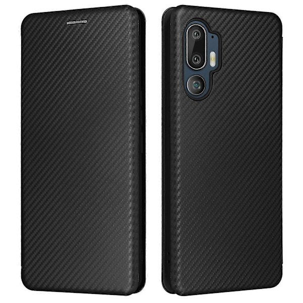 Til HTC U24 Pro 5G Etui Stativ Kortholder Læder Telefon Cover Kulfiber Tekstur LGL Multicolor Style E