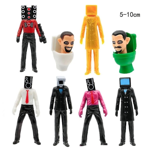 Skibidi Toalett Actionfigurset Roligt spel Toalettman Kameraman Speakerman Cake Toppers Decor[GL] C