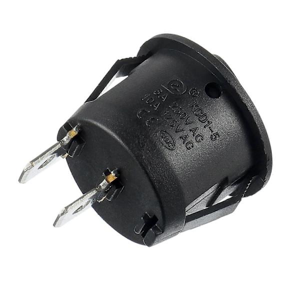Förpackning med 10 Svarta Runda Vippströmbrytare På/Av 2 Stift AC 6A (250V) 10A (125V) SPST Knapp för Bil Båt Lastbil (LGL)