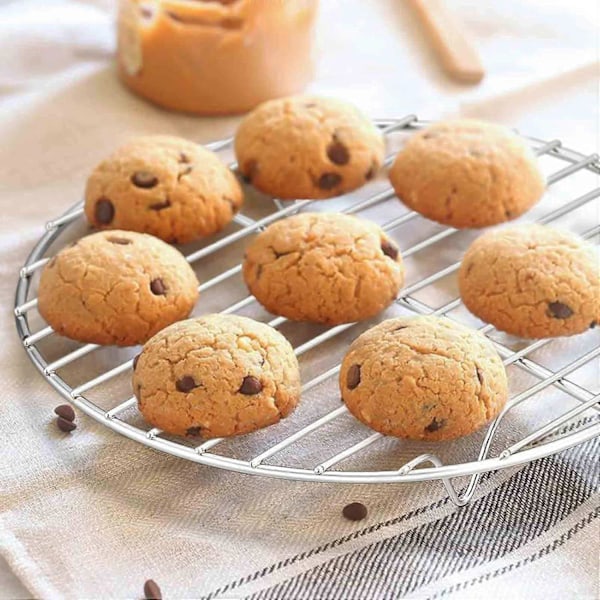 Rund kjølerist i rustfritt stål - 7 tommers rist for baking, damping og steking, oppvaskmaskinsikker og rustfri (sett med 2) (LGL)