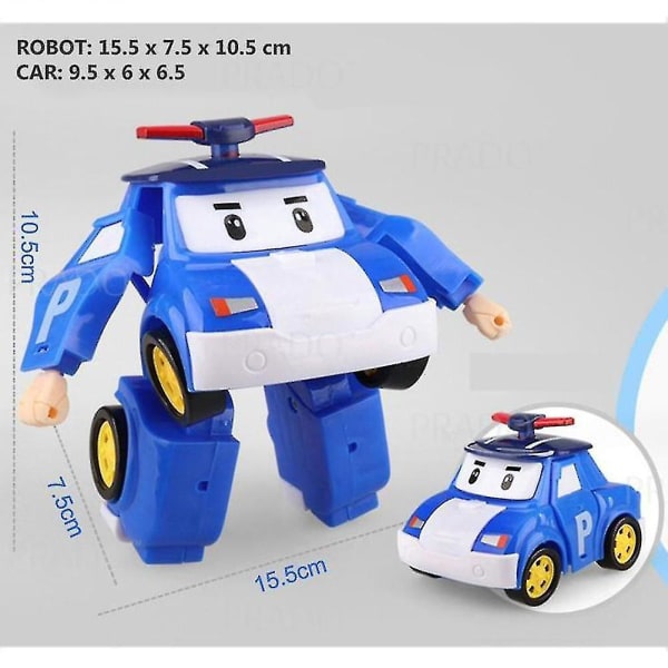 6 In 1 Korean Animation Cartoon Robocar Poli Transformation Robot Car Toys Set_lp [LGL]