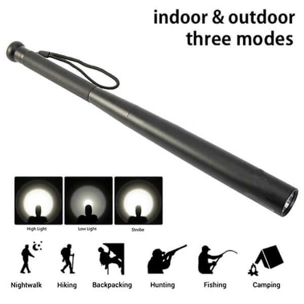 Självförsvars baseballträ stark lätt ficklampa T6 uppladdningsbar LED utomhus multifunktion säkerhetsklubba LGL