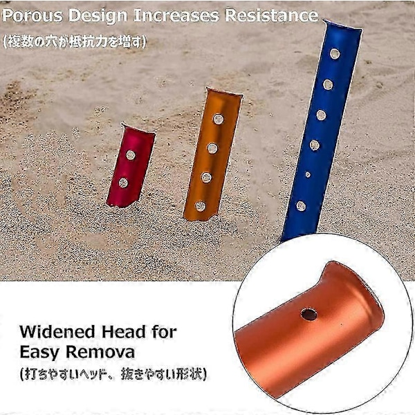 Sandpinnar, Tältpinnar i Aluminium, U-profilpinnar för Tält, Camping, Vandring, Strand, 6-pack (Orange)-GOOD LGL Sliver