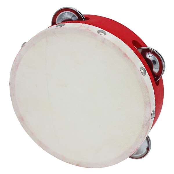 10 tums handtamburin med metall enkelrad 8 st metallcymbaler bjällror fårskinns trumskinn trä LGL 6-inch