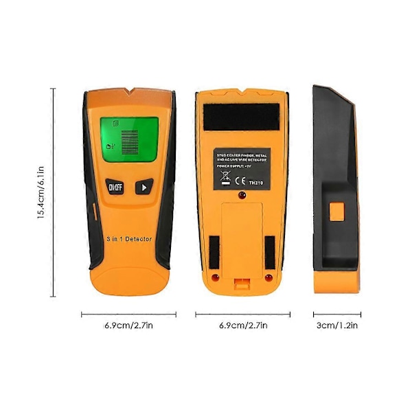 Regelsökare 3 i 1 Multifunktionell LCD Digital Väggdetektor Metall Trä AC-kabel Strömförande Ledning Scanner LGL