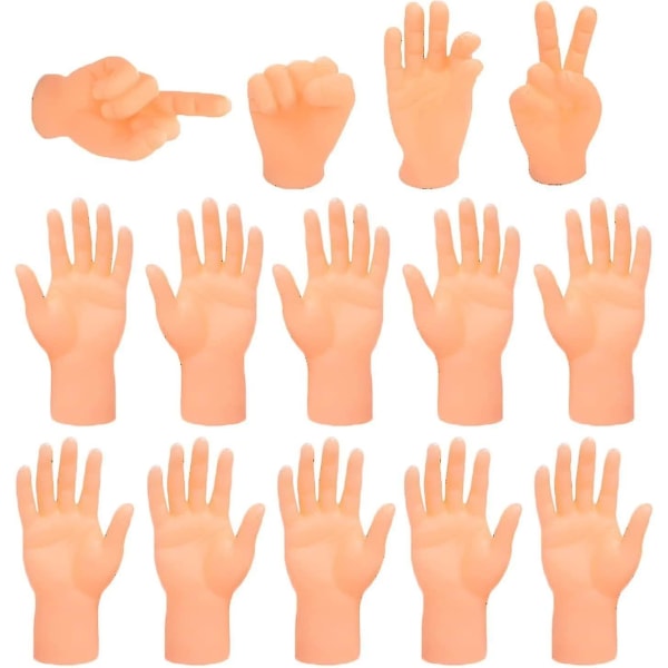 14-pakk bittesmå fingerhender, flat håndstil minihånddukke, morsomme og realistiske småfingerhender til dukketeater, gag Performance A[GL]