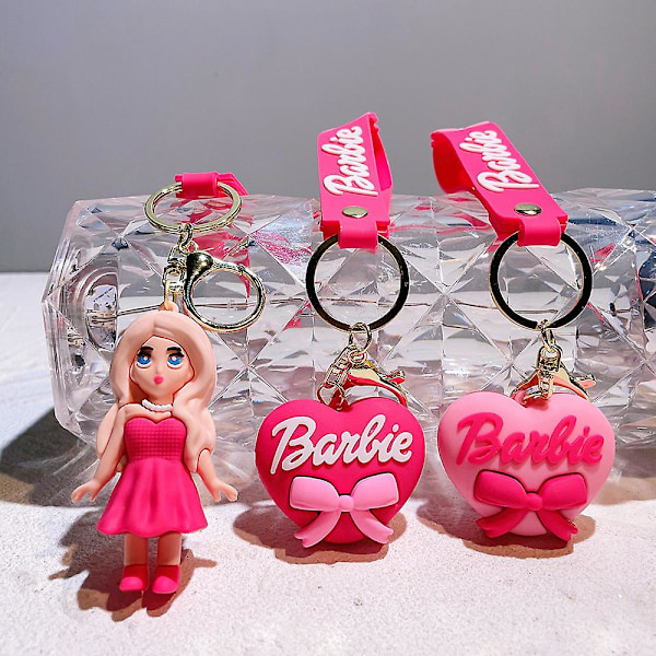 Barbie nøglering legetøj Pink Barbie pige kærlighed hjerte taske vedhæng ornamenter bil nøglering tilbehør gaver [l] Rose Red Heart