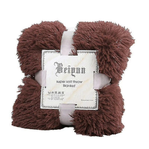 80x120cm Blød Fluffy Shaggy Varm Senge Sofa Sengetæppe Sengetøj Lagen Kastetæppe Qinhai-Høj Kvalitet LGL Coffee