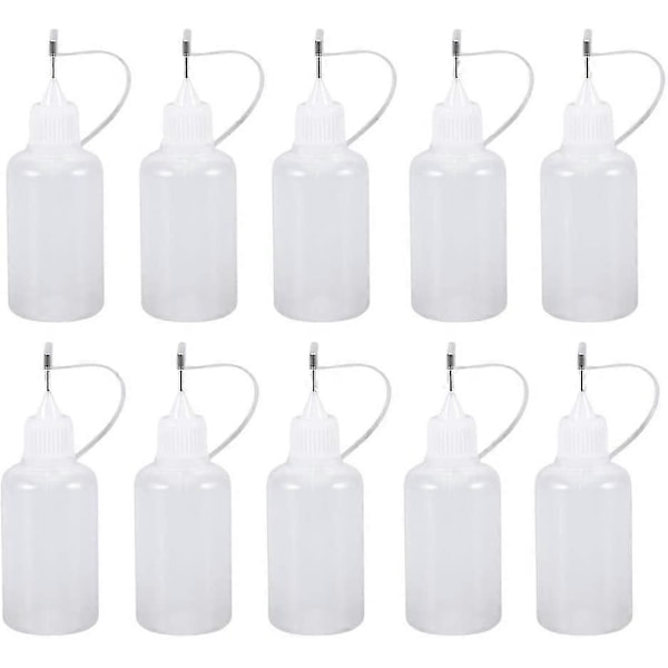 10 st Plastflaskor med Munstycken, Precisionsapplikator Klämflaskor för Lim Färg 20ml LGL