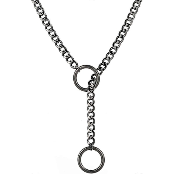 Hjerte O-ring Slip Chain Halskjede for Kvinner Rustfritt Stål Kubansk Kjede Hjerte Halskjede Punk Rock Krage Halskjede Håndlaget Justerbar Lariat Y LGL Black Ring