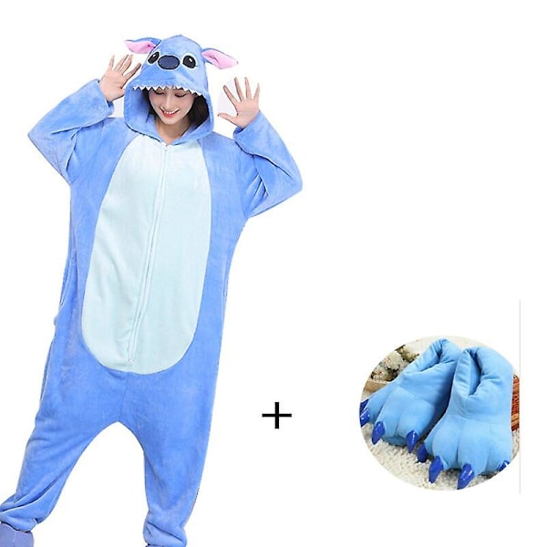 Herr Pyjamas (xxl 180-200cm) Kigurumi Onesie För Vuxna Dam Tofflor Dragkedja Djur Pyjamas Heldräkt Pijama Cosplay Kostym Gåva LGL Onesie with slippers M