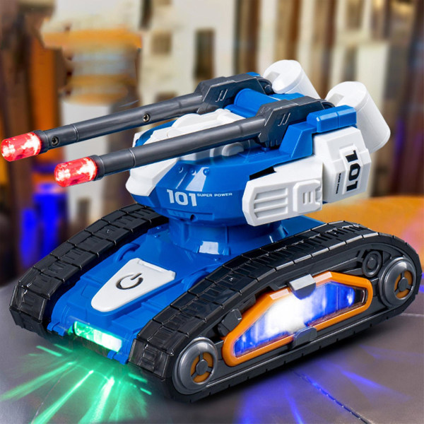 Transformering Tank Robot Gimbal Elektrisk Legetøjsbil Automatisk Transformering Combat Mecha Toy Blue