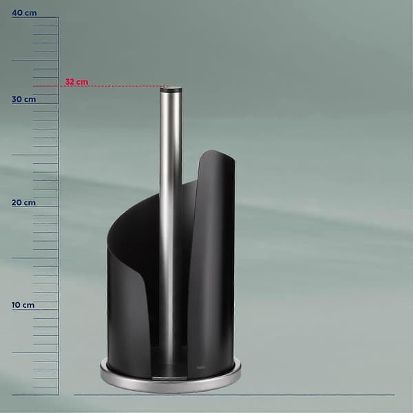 Køkkenrulleholder, rustfrit stål sort, stående 33,5 cm, til tykke ruller (LGL)
