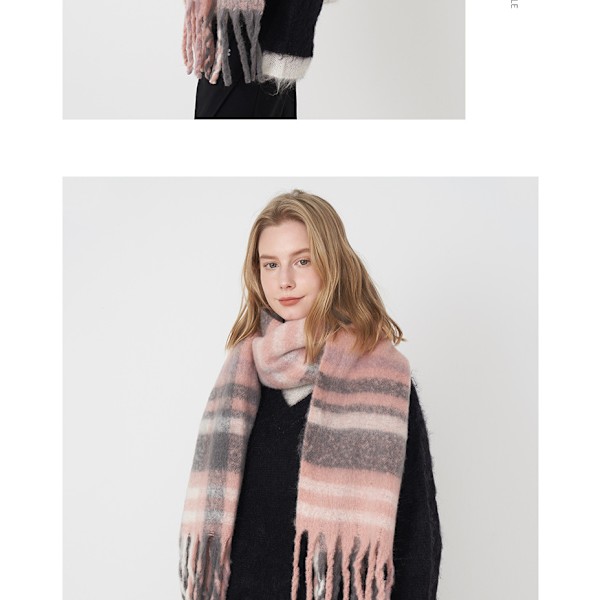 Ranskalainen tyyli Klassinen Retro Kashmir Ruudullinen Huivi Naisten Talvinen Lämmin Huivi Pinkki, valkoinen ja harmaa ruutu (LGL) Pink, white and gray plaid 178*49cm