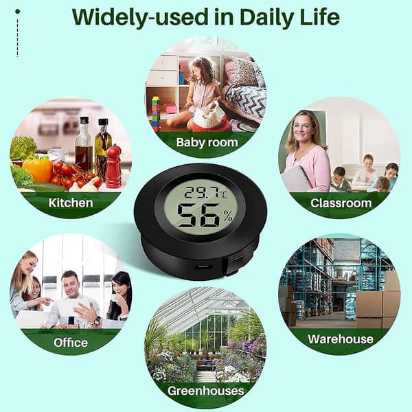 Mini Digital LCD Termometer Hygrometer -50~70 10%~99% RH Bærbar Termometer Thermo Hygrometer Indikator 3 stk) (LGL)